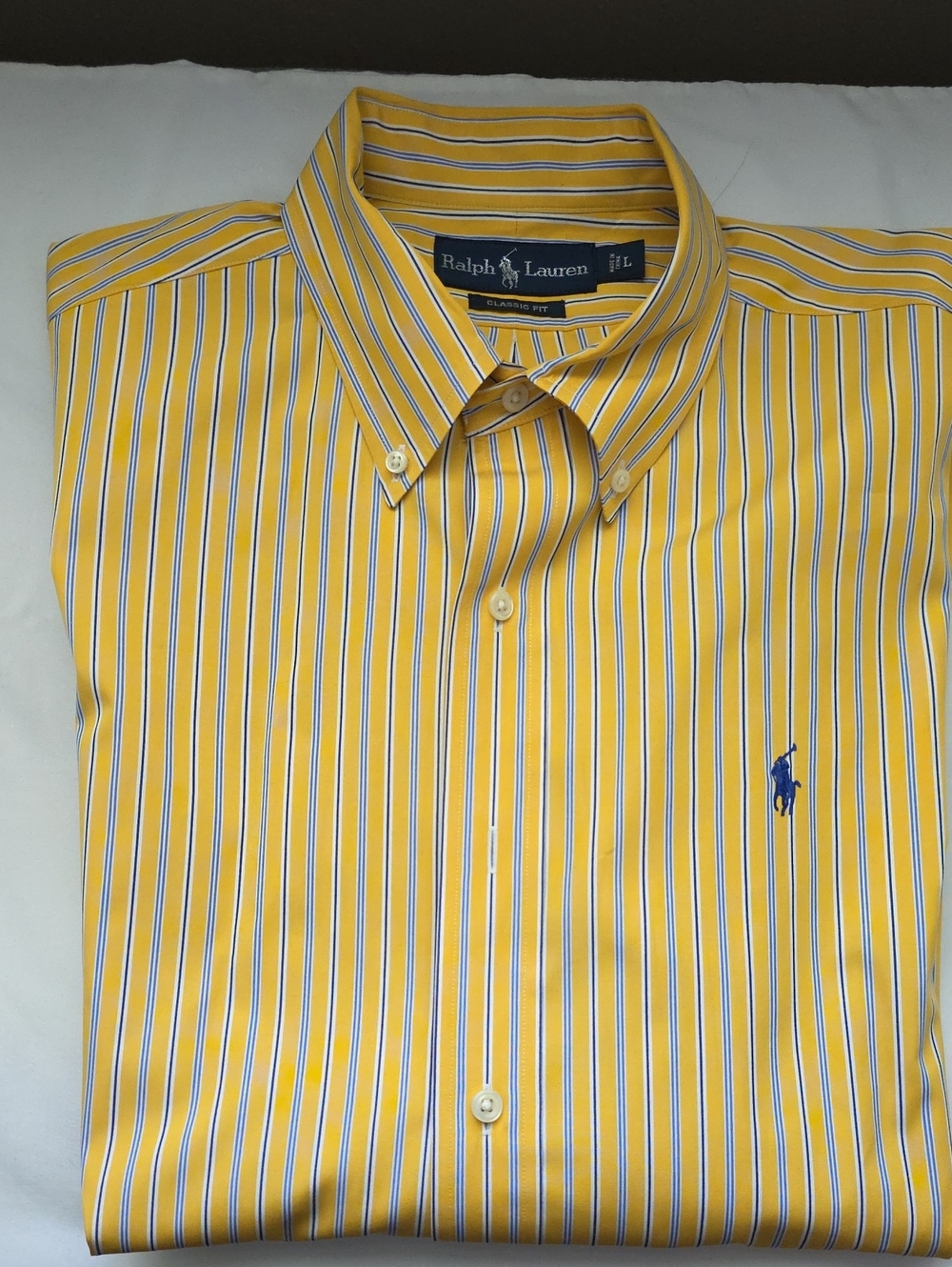 Ralph Lauren Yellow Button-Down with Blue & White Stripes